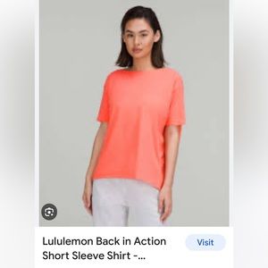 Lululemon Back in Action Short Sleeve Shirt Raspberry Cream Size 10 NWT